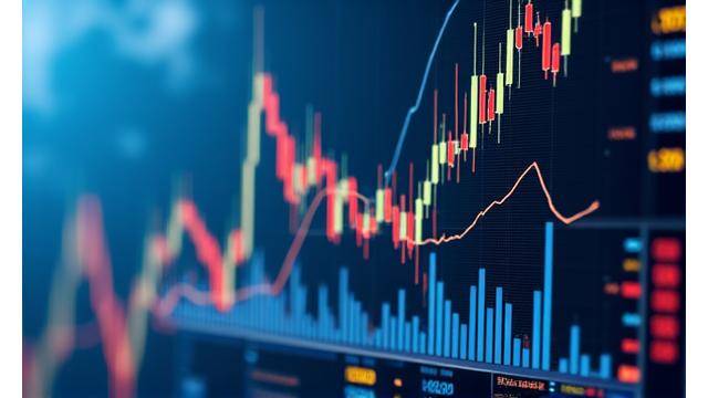 Financial charts showing market trends and data points