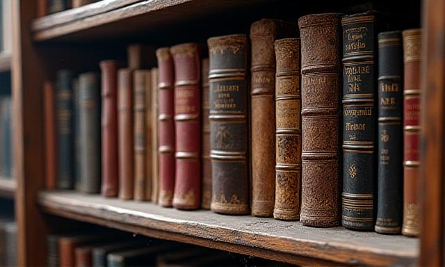 Libri rari di metallurgia storica su uno scaffale antico